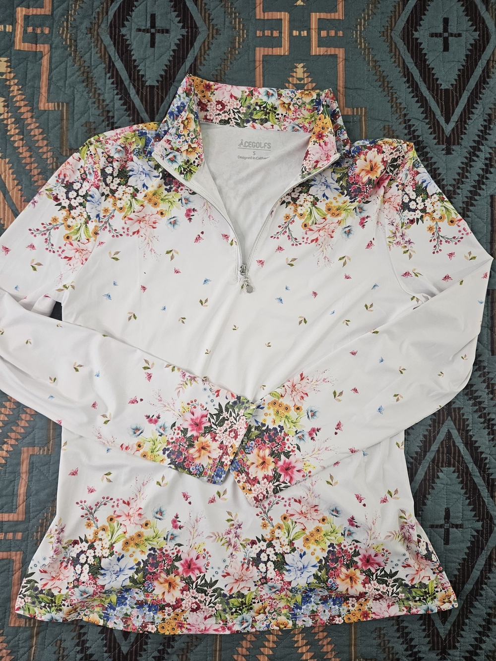 Women’s Floral Quarter-Zip Long Sleeve Top For Golf